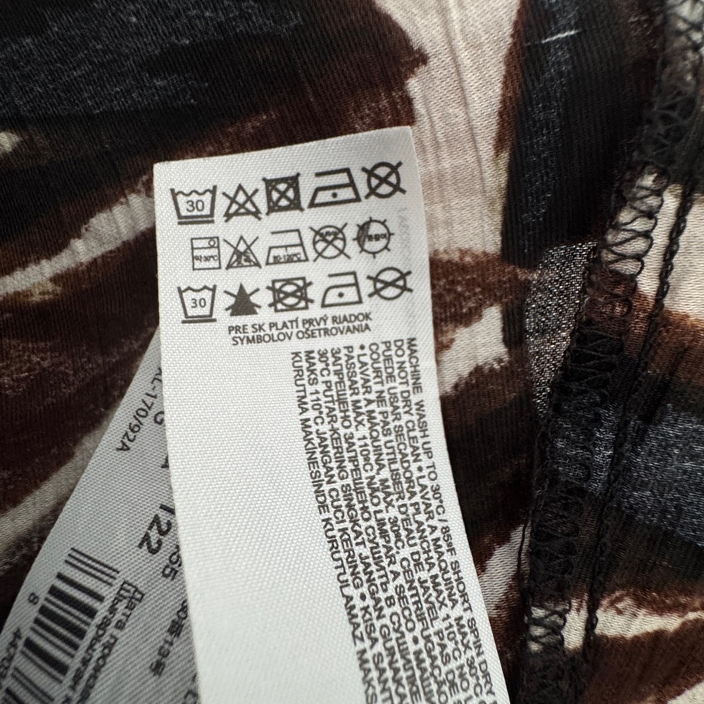 Mango Brown and Cream Leaf-Print Midi Dress - Picture 12 of 13